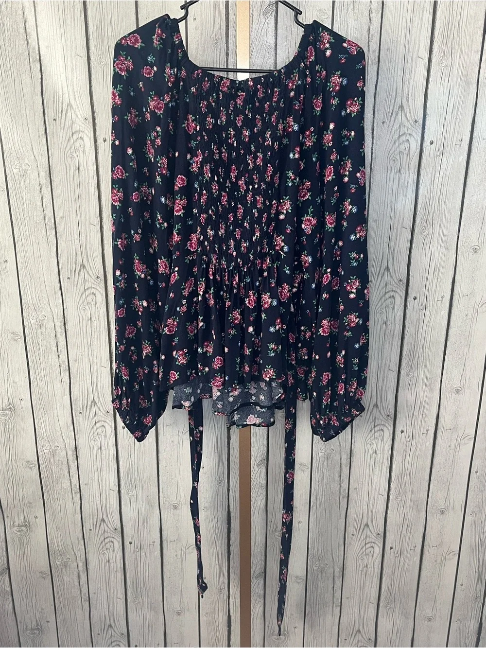 Old Navy NWT Puff-Sleeve Smocked Wrap Blouse XL Floral Boho Cottagecore